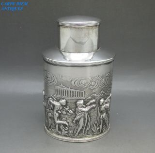Antique Victorian Solid Sterling Silver Embossed Tea Caddy Box 94g 1897