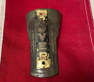 Vintage 1920s Rover Bicycle Head Badge Brass Plate Motorbike Antique Art Deco