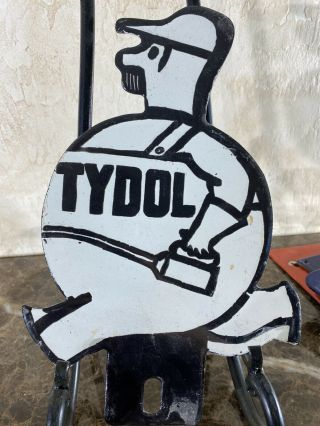 Vintage " Tydol " License Plate Topper Porcelain Sign 11 Inch