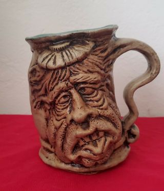 Jim Rumph 1971 Vintage Art Pottery Mug,  The Hangover W/ Pink Elephant