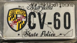 Vintage Maryland State Police License Plates Tag Cv - 60 (pair)
