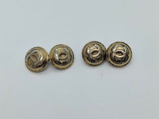 Vintage Chanel Gold Tone Logo Cufflinks