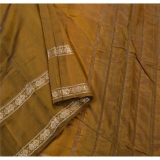 Sanskriti Vintage Green Indian Sari 100 Pure Silk Sarees Woven Brocade Fabric