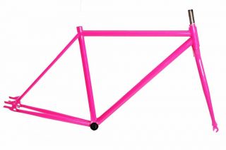 Bicycle Road Frame 47cm Track Fixie 68mm 1 - 1/8 Threadless Steel Pink Fixed 700c