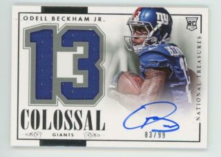 2014 National Treasures Colossal Odell Beckham Jr/99 Auto Jersey Patch Rc Rookie