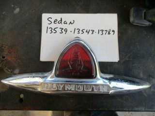 Vintage 46 47 48 49 Plymouth Trunk Emblem W/ Glass Lens Oem