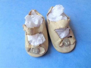 Antique Vintage Doll Shoes 2.  25 " Long 1 " Wide Fit 16 " French Jumeau Bebe Steiner