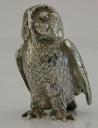 HEAVY ENGLISH SOLID STERLING SILVER OWL BIRD ANIMAL FIGURE 1973 58g DECENT SIZE 2