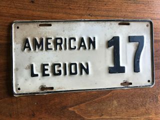Vintage American Legion No 17 License Plate Topper