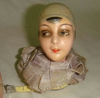 Vintage Figural Pierrot Head Sewing Tape Measure