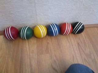 Complete Set Of 6 Vintage 3 Stripe Smooth Croquet Balls