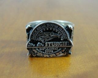 1994 Sturgis Motorcycle Black Hills Motor Classic Sterling Silver Ring Size 12