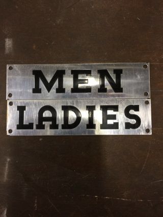 Vintage Men And Ladies Restroom Gas Station Signs Old Stock