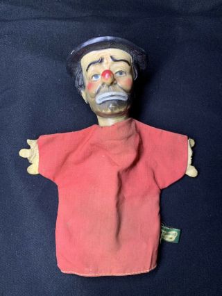 Vintage Weary Willie Clown Emmett Kelly Cloth Hand Puppets Rubber Head