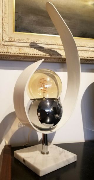 Vintage Mid Century Modern Chrome And Marble Ball Lamp Kovacs Sonneman Torino