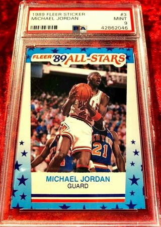 1989 Fleer Sticker Michael Jordan All - Star 3 Psa 9