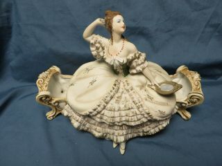 Vintage Antique Fashion Lady Powder Jar,  Lg,  Bisque,  Half Doll,  Victorian,  Jewelry