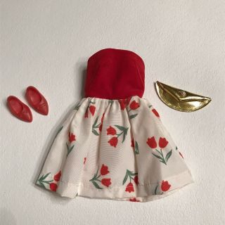 Vintage 1960’s Ideal Tammy “dance Date” Dress Plus Red Shoes And Gold Purse