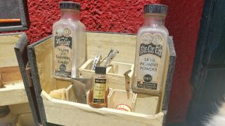 Antique Embalming Mortician Makeup Kit NOS Beard Eyelashes Tint Bottles Tools, 2