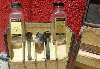 Antique Embalming Mortician Makeup Kit NOS Beard Eyelashes Tint Bottles Tools, 3