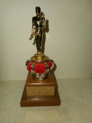 Vintage Trophy Topper Gold Tone Metal Imperial Crown 1972 O.  T.  C Of R.  I Wood Base