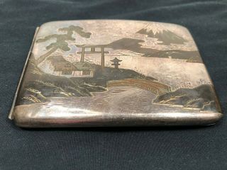 Sterling Silver Japanese Cigarette Case With Inlay