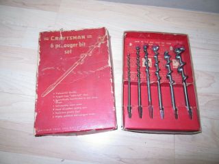 Set Of 6 Vintage Craftsman Auger Brace Bits In The Box Good User Tools