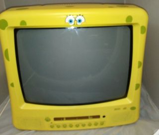 Vintage Spongebob Squarepants 13 " Crt Tv Television Missing Parts Dvd & Remote