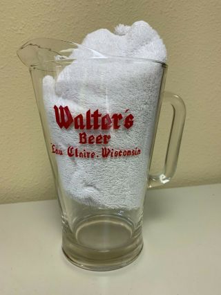 Vintage Walter’s Beer Pitcher.  Glass 8 1/2”tall