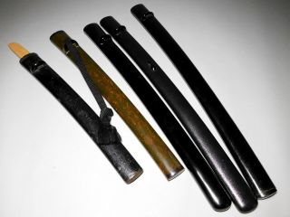 5 Wakizashi & Tanto Sword Sheath Saya 19th Century Japanese Edo Antique
