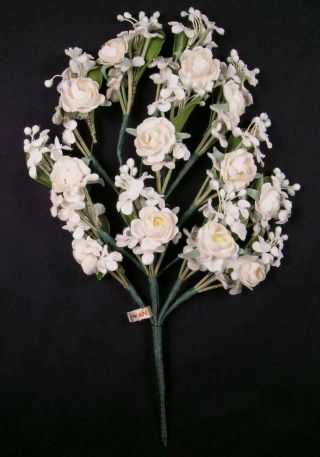 Vtg Millinery Flower Wedding Confirmation Hat Bonnet Antique Doll Roses Fmn