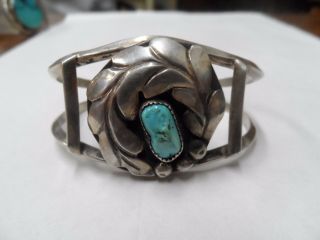 Antique Turquoise Southwestern Sterling Silver Cuff Bracelet