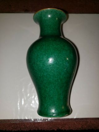 VINTAGE 19th Century Chinese Apple Green Crackle Glaze Porcelain Vase 4.  2 