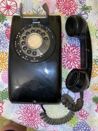 Vintage Rotary Dial Wall Telephone Black Retro 1970 