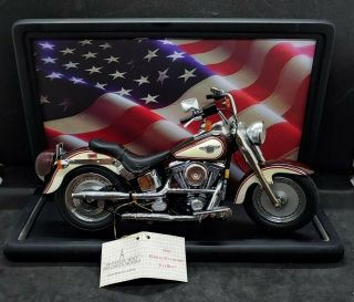 Franklin Harley Davidson 1998 Fatboy Motorcycle W Helmet & Display Case