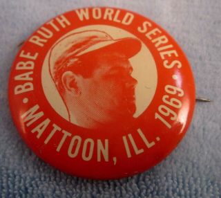 Vintage 1969 Babe Ruth World Series Mattoon Il Pinback Button Pin Osco Drug