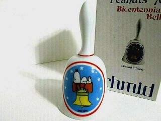Snoopy Peanuts Charlie Brown Schmid Vintage Porcelain Bicentennial Bell 1976