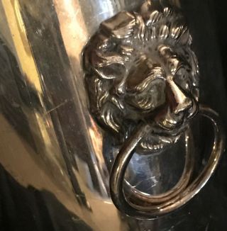 Garrard & Co.  Regent St.  London Silver Wine Cooler Ice Bucket 2 Lion head w Ring 2