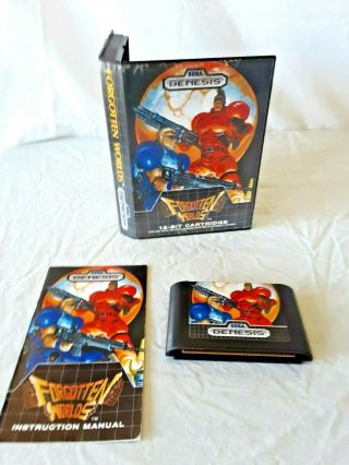 Vintage 1989 Sega Genesis Forgotten Worlds Video Game Box & Instructions