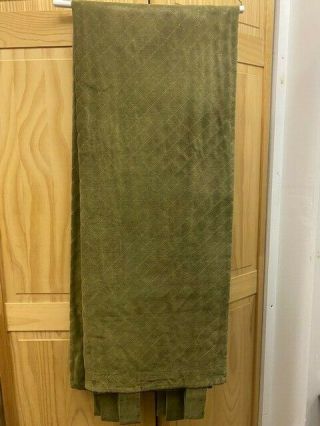 Vintage Company Store Olive 100 Cotton Velvet Tab Pair Curtains 54 " X 82 " Quilt