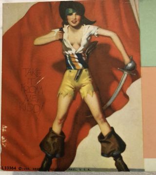 4] Vintage 1934 Jenkins Robinson Auto Garage Pin Up Girl Art Blotters Pirate Gga