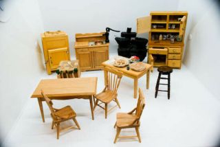 Vintage Victorian Miniature Dollhouse Kitchen Set