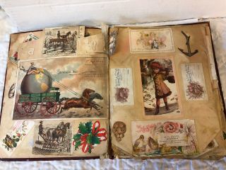 Antique Victorian Trade Card Album Scrapbook Filled With Great Old Advertising 3