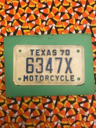 1970 Texas Motorcycle License Plate 6347x