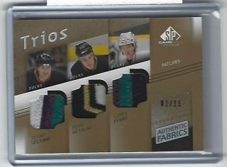 Selanne Getzlaf Perry 2008.  09 Sp Game Trios Patches Multi Color 01/15 Sp