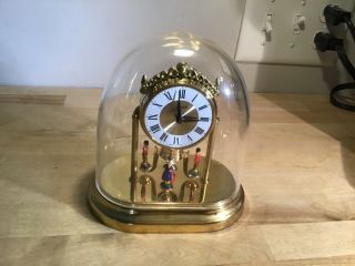 Vintage Schmid 6” Wind Up Anniversary Clock West Germany With Dutch Dancers