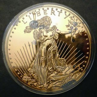 U.  S.  Silver Bullion 8 Oz Gold Plated Coin.  999 Silver Content