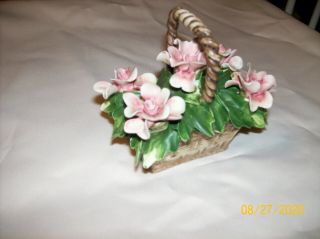 Vintage Nuevo Capodimonte Italian Porcelain Flower Basket