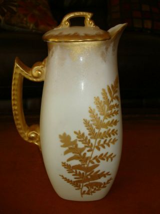 Antique Limoges T&v Gold Paste Chocolate Coffee Tea Pot,  Heavy Gold,  9 "