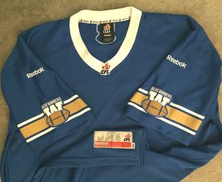 Vintage Reebok Cfl Winnipeg Blue Bombers Mens Xxl Blue Jersey Sewn On Logo